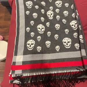 Alexander McQueen Black and Red Striped Scarf